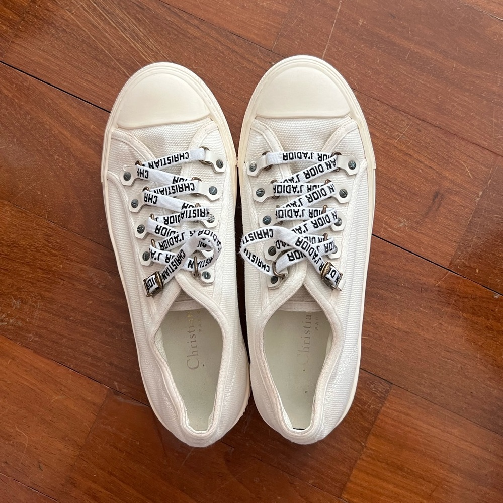 RELIST - authentic! christian dior walk’n’dior white cotton canvas sneakers 37